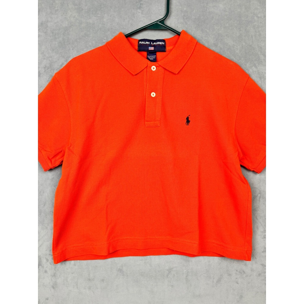 Vintage Ralph Lauren Polo Sport Orange Cotton Pique Short Sleeve Shirt Mens M